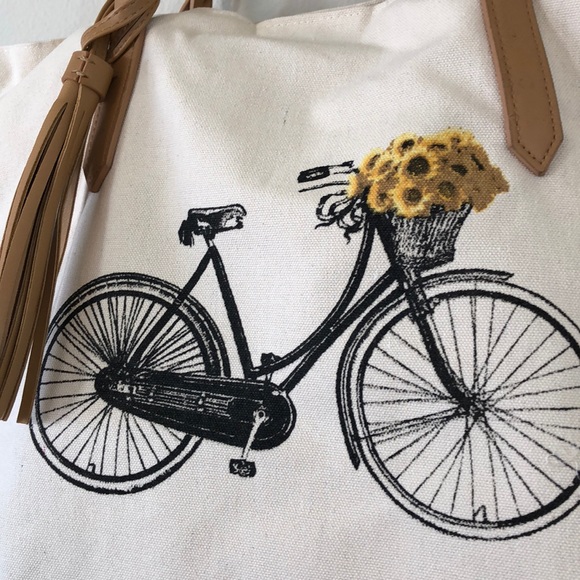 NWT Canvas Bicycle Tote Bag! - Picture 2 of 5